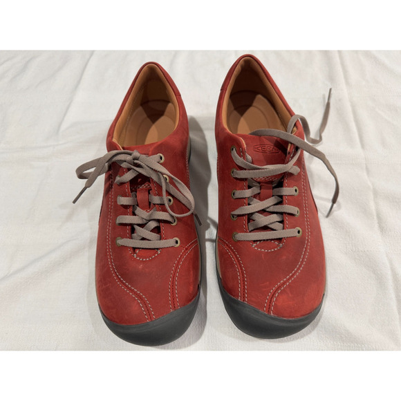 Womens Keen Leather Outdoor Hiking Laced Athletic Shoes Sz 9.5 Brick Red EUC - Picture 2 of 8